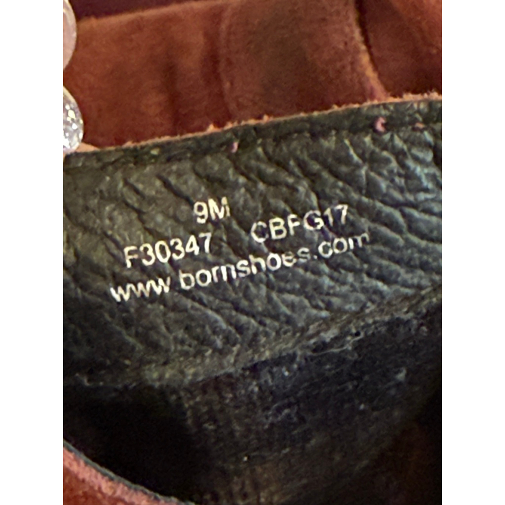 Born Women’s Burgundy Suede Ankle Boots Tassel O-Ring Strap Size 9M - Picture 7 of 8